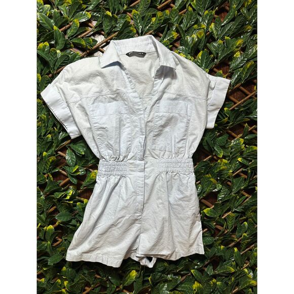 Zara Pants - Zara Baby Blue Shortall Jumpsuit Size Medium